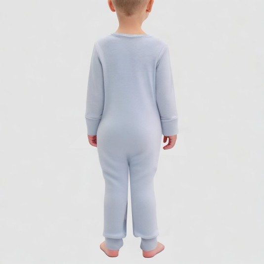 Blue simple pure cotton boys' one-piece pajamas