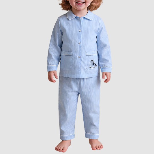 Blue striped comfortable boys' pajama set