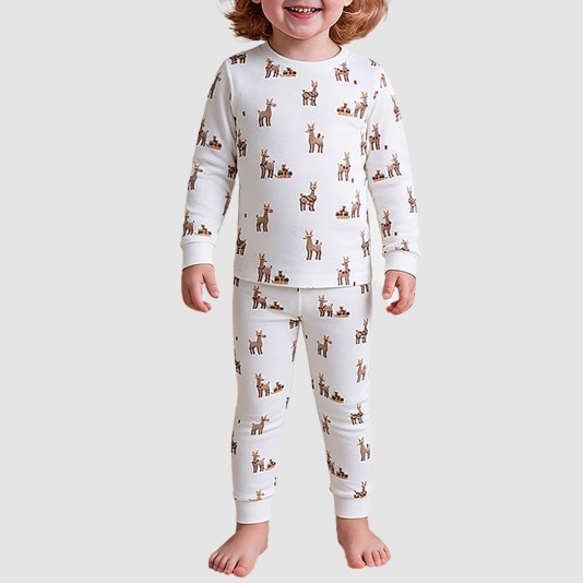 Cute deer pattern soft boys' pajama set