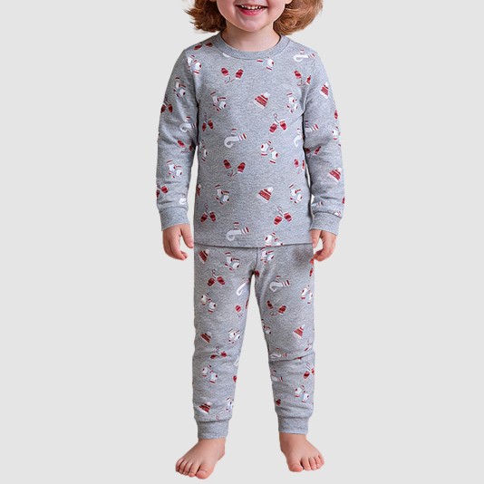 Gray soft and breathable boys' pajama set