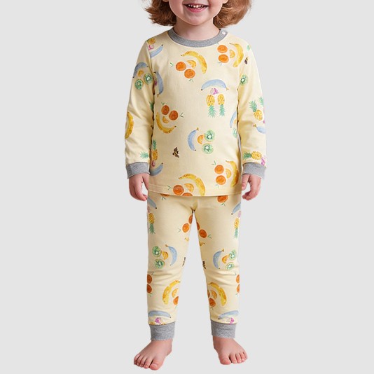 Yellow cartoon-patterned boys' pajama set