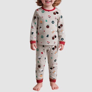 Soft and breathable pure cotton boys' pajama set