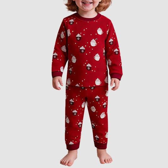 Red casual pure cotton boys' pajama set