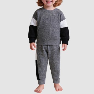 Color-blocked comfortable and warm boys' pajama set