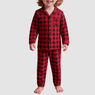High-quality plaid soft boys' pajama set