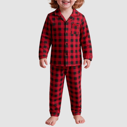 High-quality plaid soft boys' pajama set