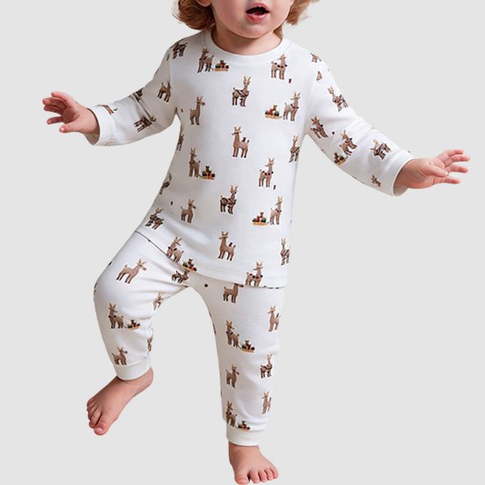 Cute deer pattern soft boys' pajama set