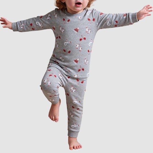 Gray soft and breathable boys' pajama set