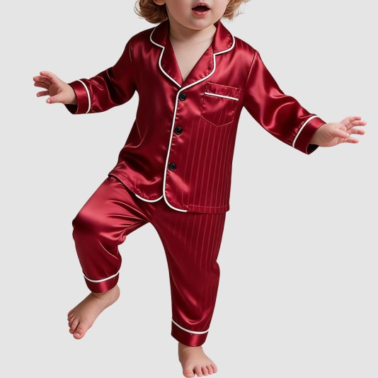 Silk button comfortable boys' pajama set