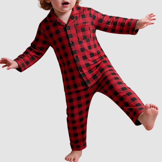 High-quality plaid soft boys' pajama set