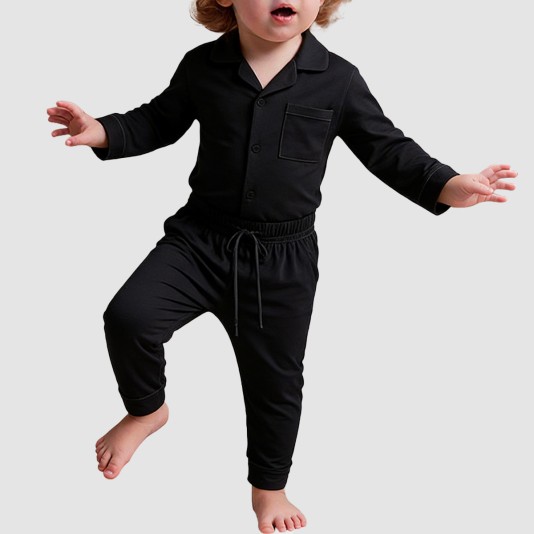 Black breathable soft boys' pajama set