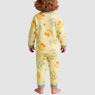 Yellow cartoon-patterned boys' pajama set