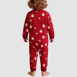 Red casual pure cotton boys' pajama set