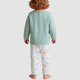 Casual cartoon dinosaur print boys' pajama set