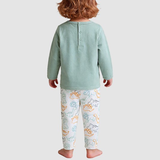 Casual cartoon dinosaur print boys' pajama set