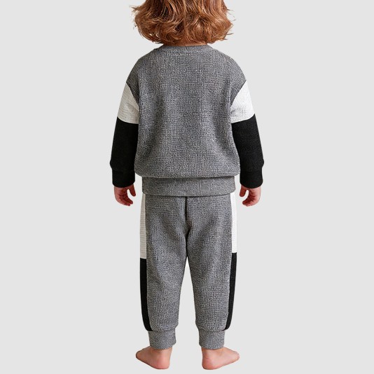 Color-blocked comfortable and warm boys' pajama set