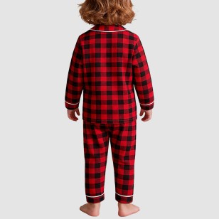 Checked pattern soft and breathable boys' pajama set
