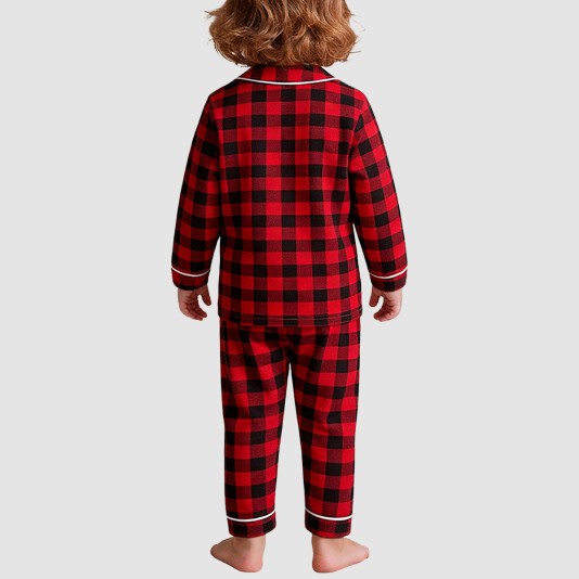 Checked pattern soft and breathable boys' pajama set