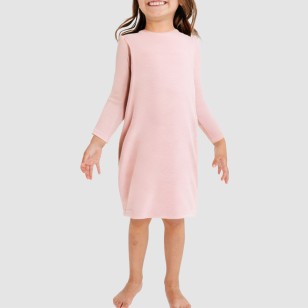 Striped round-neck pure cotton girls' nightgown