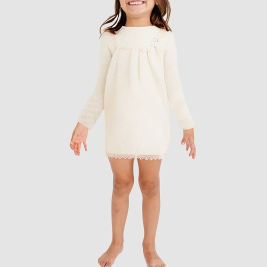 Simple polka dot print girls' nightgown