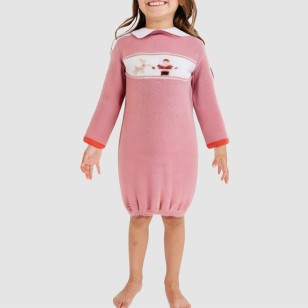 Stylish striped collared girls' nightgown