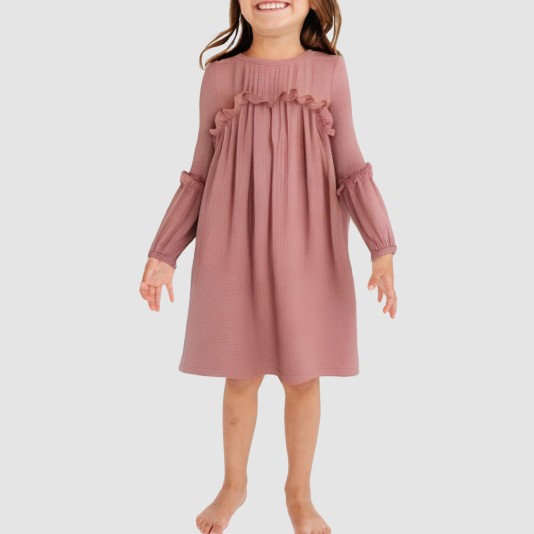 Simple round neck loose girls' nightgown