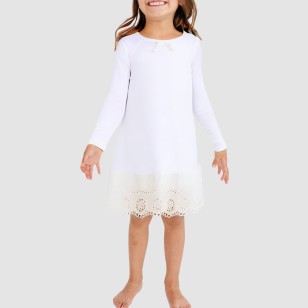 Elegant round neck soft girls' nightgown