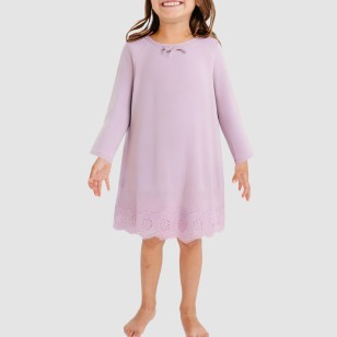 Purple round-neck soft girls' nightgown