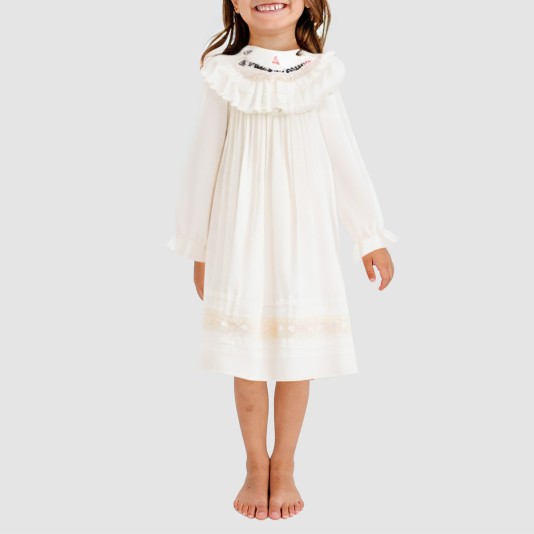 White hand-embroidered girls' nightgown