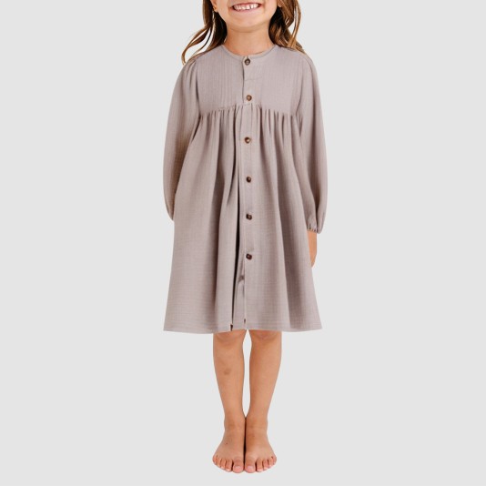 Stylish button breathable girls' nightgown