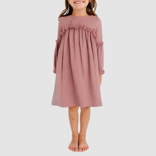 Simple round neck loose girls' nightgown
