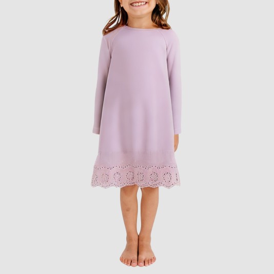 Purple round-neck soft girls' nightgown