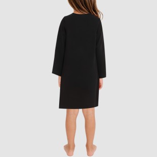 Black round-neck loose-fitting girls' nightgown
