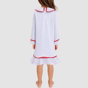 Color-blocked trim collared girls' nightgown