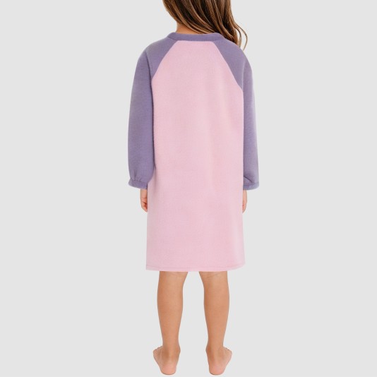 Color-blocked warm and comfortable girls' nightgown
