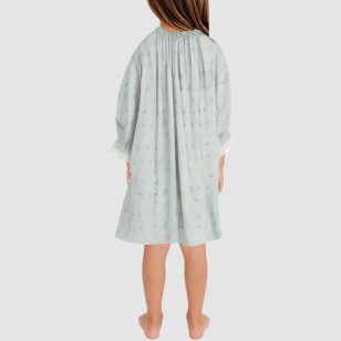 Pleated round-neck loose-fitting girls' nightgown
