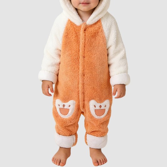Rabbit hooded girl's thick onesie pajamas
