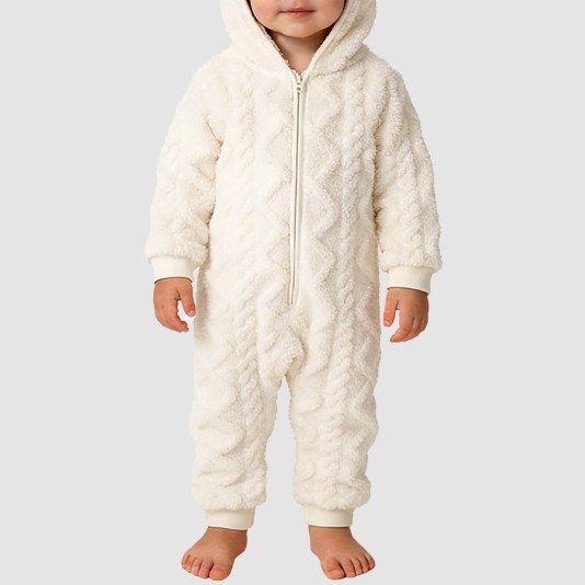 Casual hooded girls' thick onesie pajamas