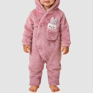 Cute hooded girls' thick onesie pajamas