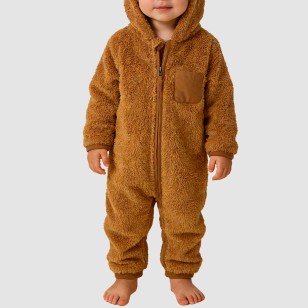 High-quality hooded girls' thick bodysuit pajamas
