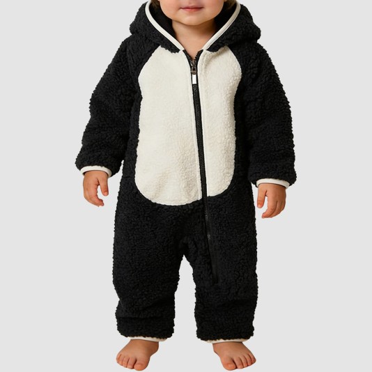 Soft color-blocked thickened girls' onesie pajamas