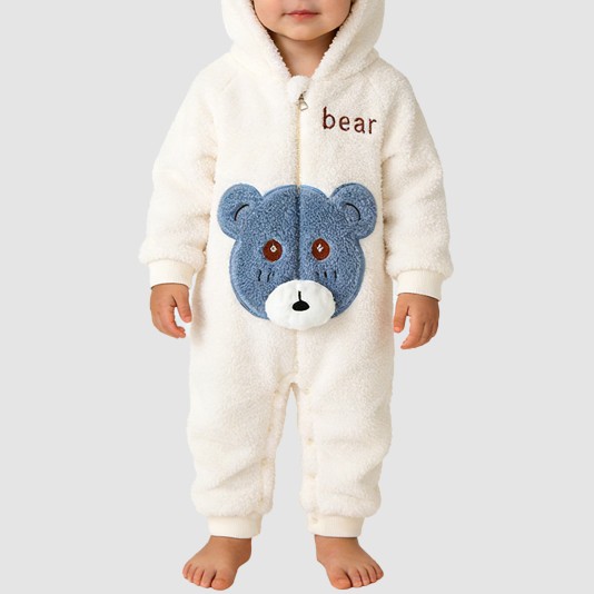 High-quality wool thickened girls' onesie pajamas