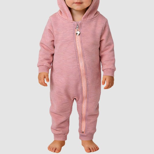 Bunny ear hooded girls' thick onesie pajamas