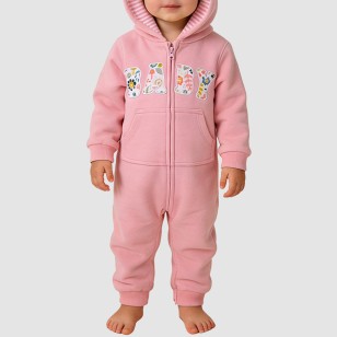 Pure cotton zipper girls' thick bodysuit pajamas