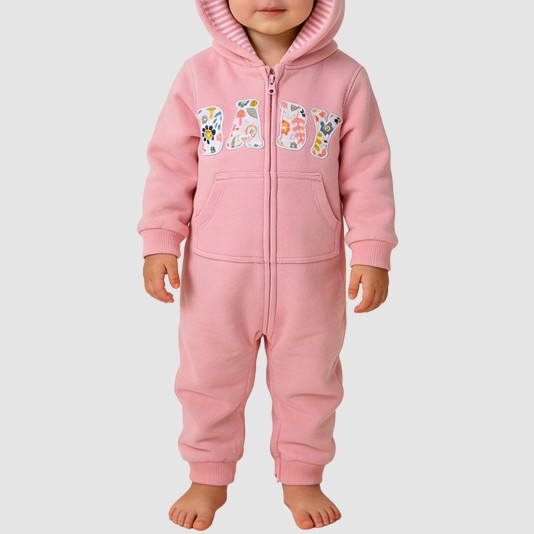 Pure cotton zipper girls' thick bodysuit pajamas