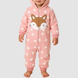 Polka dot design girls' thick bodysuit pajamas