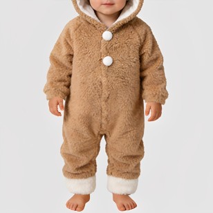 Plush warm thickened onesie pajamas for girls
