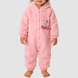 Warm hooded thick onesie pajamas for girls
