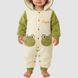 Frog cartoon girl's thick onesie pajamas