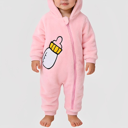 Warm zippered thick onesie pajamas for girls